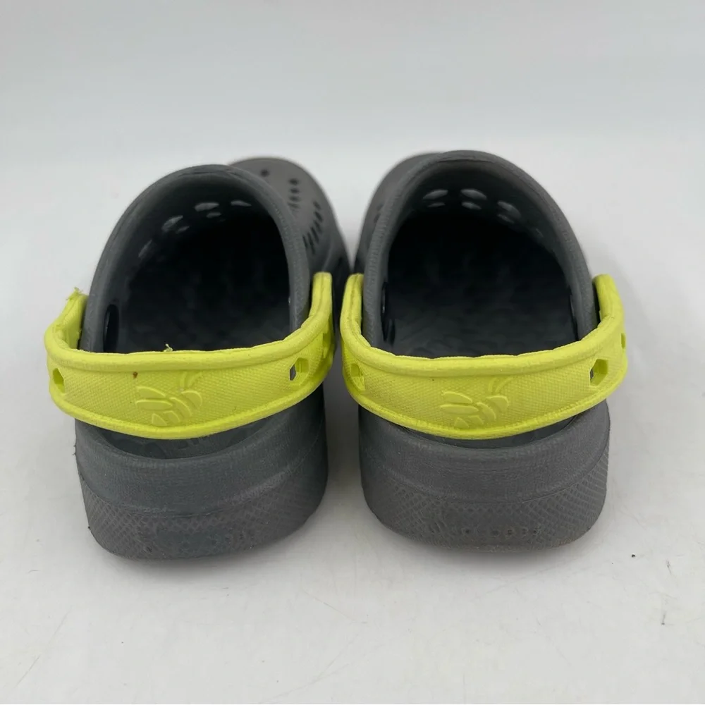 Joybees Unisex Toddler Gray Yellow Ventilated Mules Clogs Shoes - Size 4/5 Child